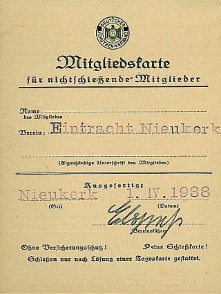 Mitgliedskarte im Deutschen Schützen-Verband