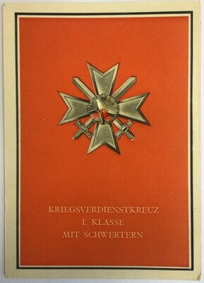 Propagandapostkarte: Die Kriegsorden des großdeutschen Reiches - Kriegsverdienstkreuz 1. Klasse