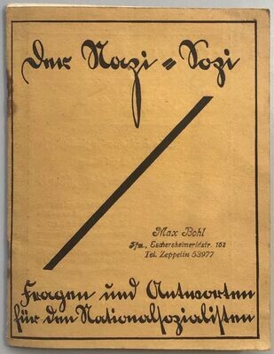 Der Nazi - Sozi - Fragen und Antworten für den Nationalsozialisten - Broschierte Ausgabe (2. Auflage) aus dem Jahr 1930