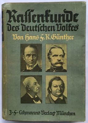 Günther: Rassenkunde des deutschen Volkes - sehr frühe Ganzleinenausgabe (3. Auflage) aus dem Jahr 1923