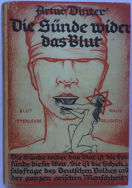 Dinter: Die Sünde wider das Blut - Ein Zeitroman - Kartonierte Ausgabe (15. Auflage) aus 1921 mit Schutzumschlag (Farbkopie)