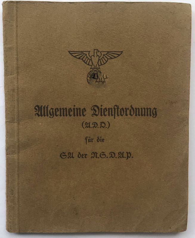 Allgemeine Dienstordnung für die S.A. der N.S.D.A.P. (A.D.O.) - Broschierte Ausgabe aus dem Jahr 1933