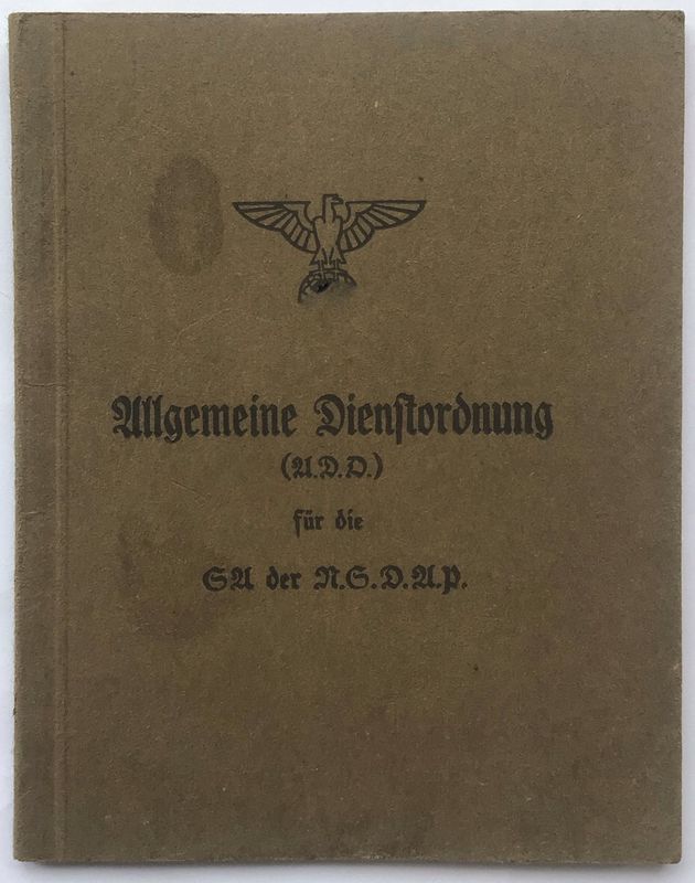 Allgemeine Dienstordnung für die S.A. der N.S.D.A.P. (A.D.O.) - Broschierte Ausgabe aus dem Jahr 1933