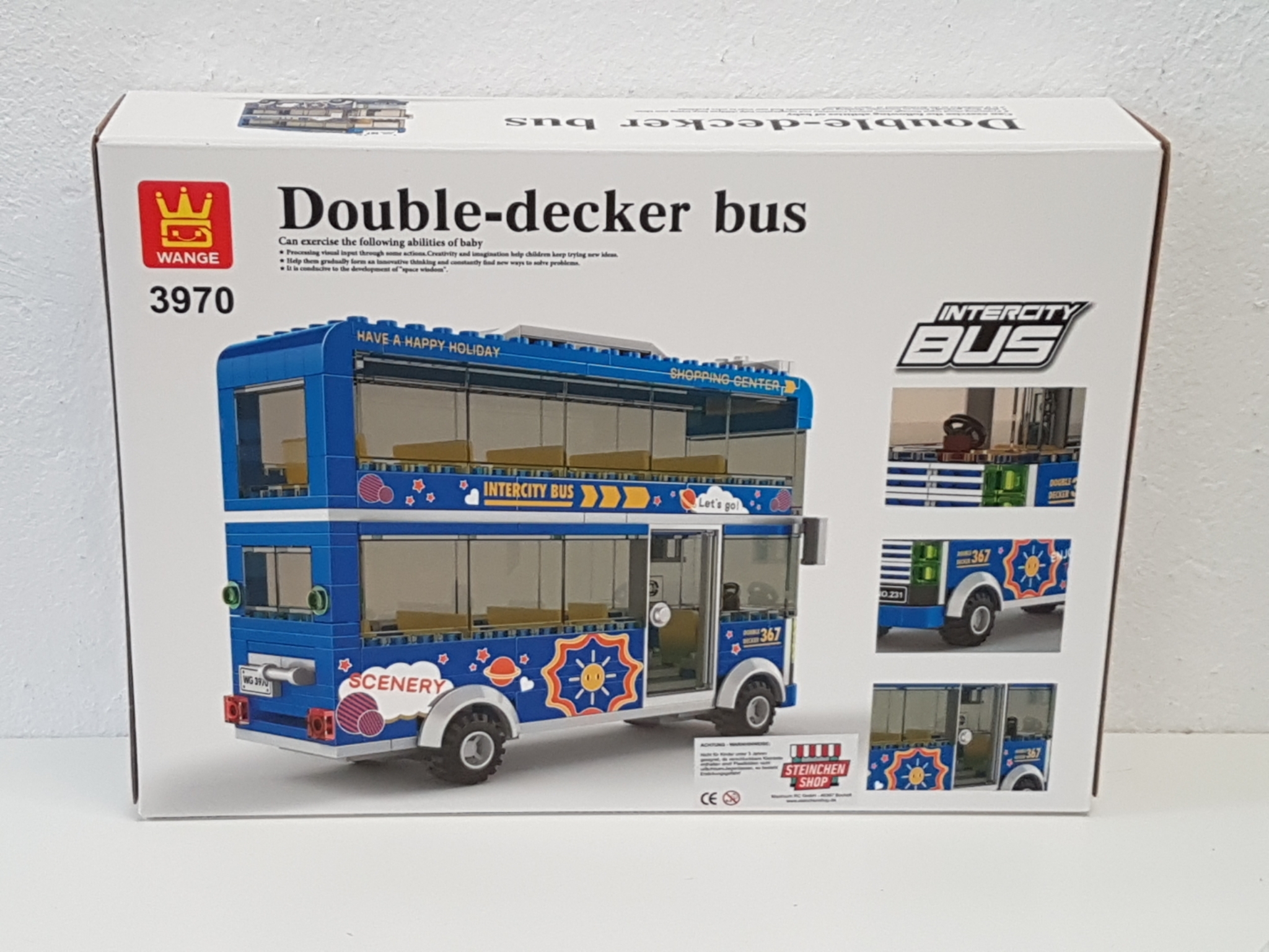 Wange 3970 Blauer Doppeldecker Bus Intercity Klemmbausteine 257 Teile 
