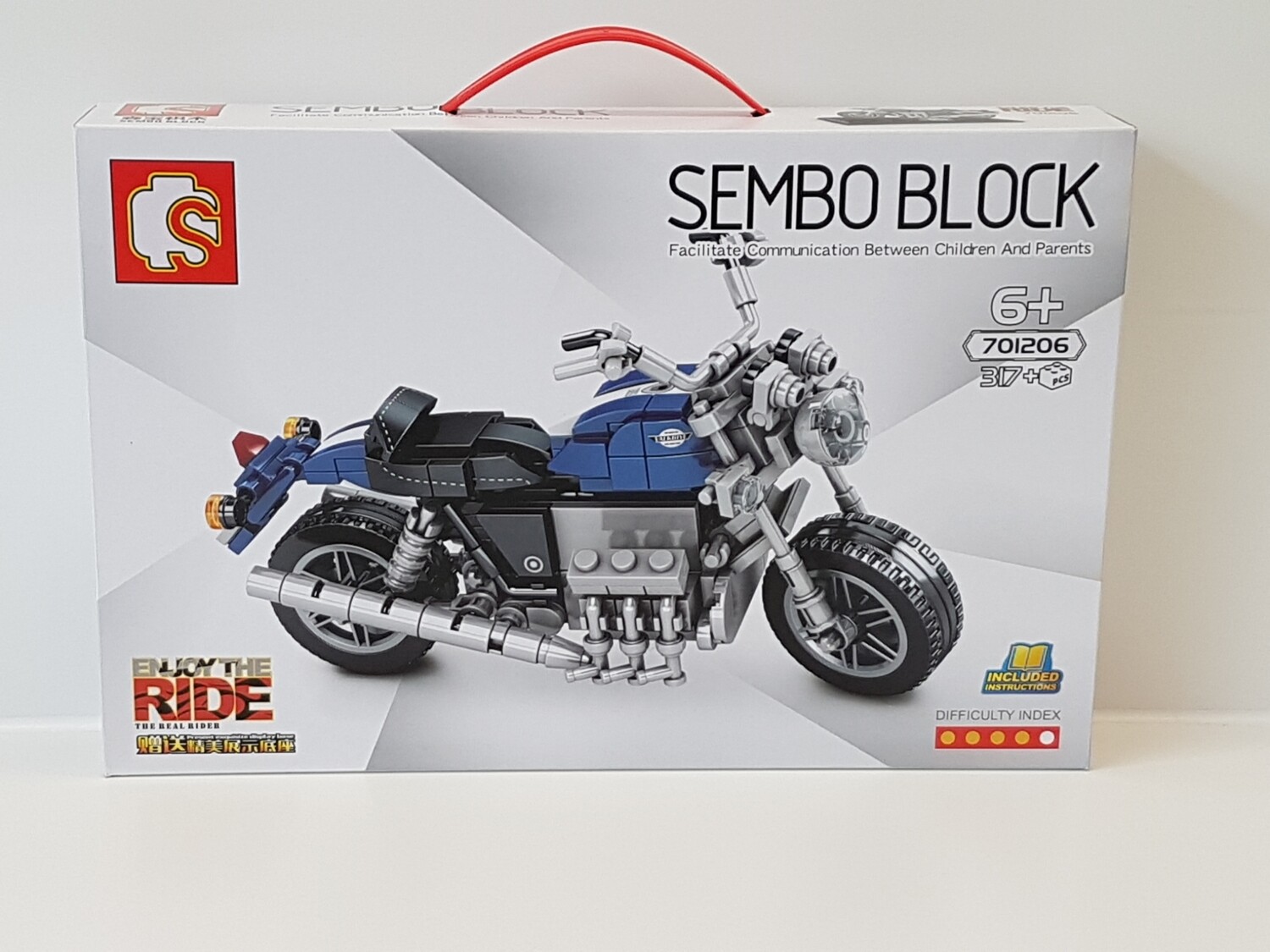 Sembo 701206 Motorrad auf Ständer Blau/Schwarz Neu und OVP