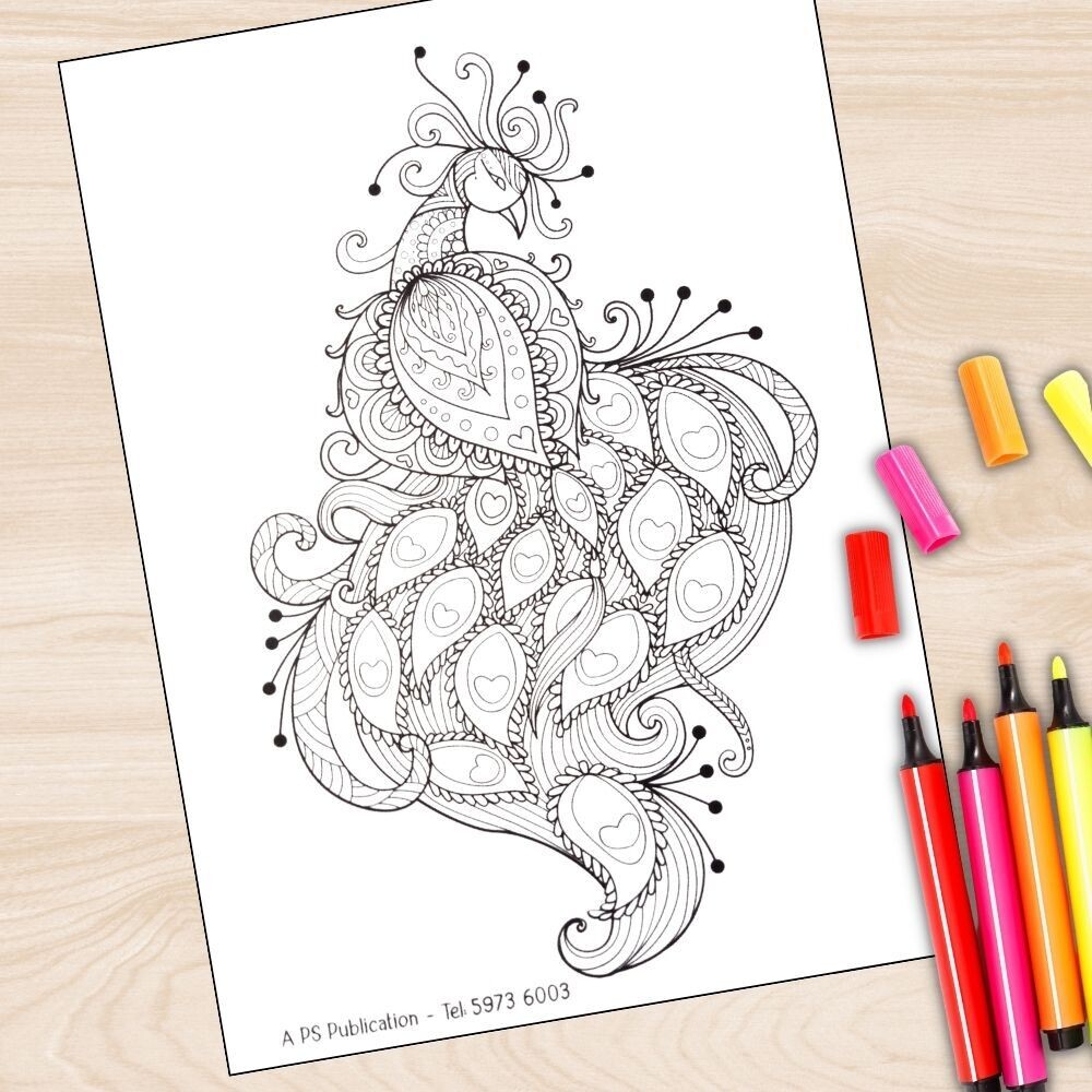 Coloring Sheet: Mandala Peacock