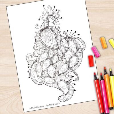 Coloring Sheet: Mandala Peacock
