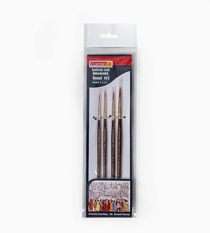 Camlin Synthetic Gold Brushes Pointed (Pack of 4)