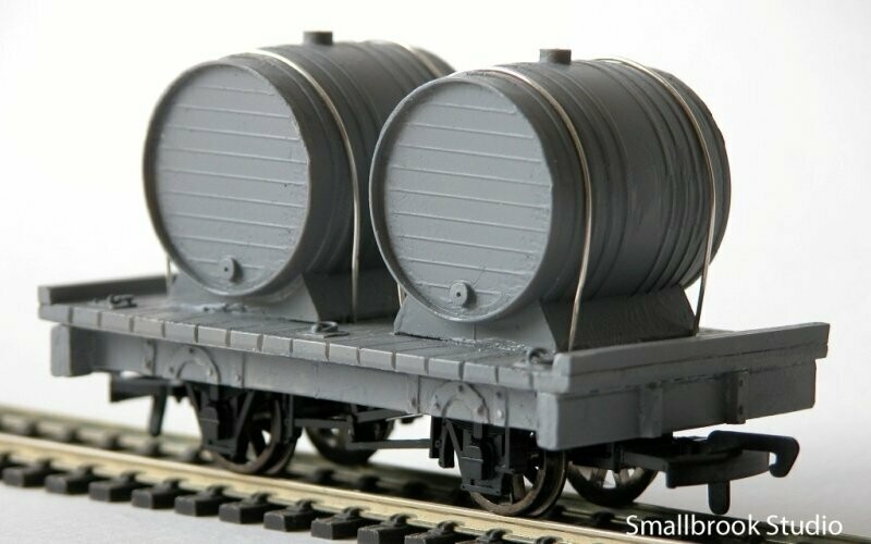 7mm Narrow Gauge Bi-foudre Twin Wine Barrels Load Kit