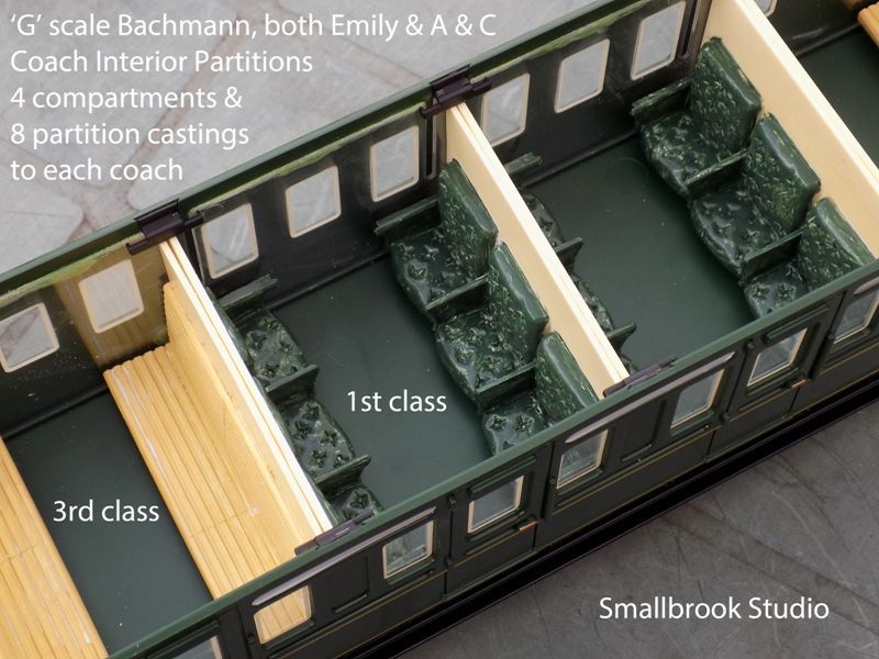 'G scale Bachmann ANNIE & CLARABELL (A&C) and EMILY COACH INTERIOR CONVERSION KIT COMPOSITE