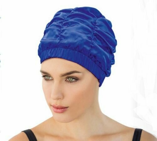 Blue Ruched Shower Cap