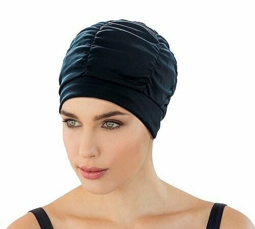 Black Ruched Shower Cap