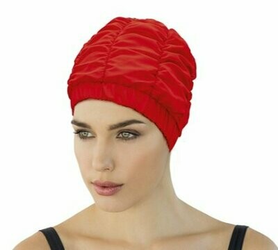 Red Ruched Shower Cap