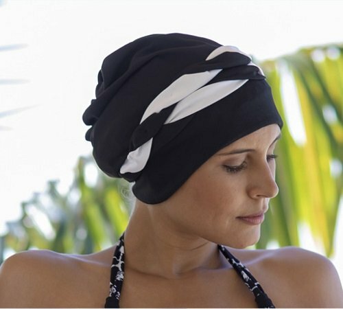 Buy Fashy Black & White Banded Swim Cap On Sale At Monaco Beach Swimwear