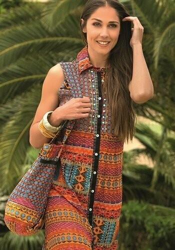 Orange Tribal Print Sun Dress