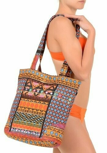 Orange Tribal Cotton Tote Bag