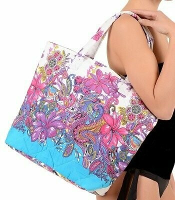 Quilted Floral Beach Tote