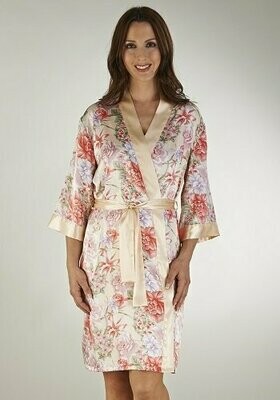 Oriental Floral Satin Kimono