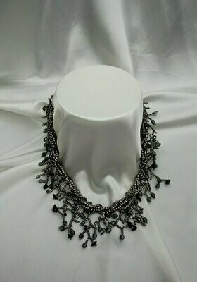 Metallic Grey glass beaded necklace
