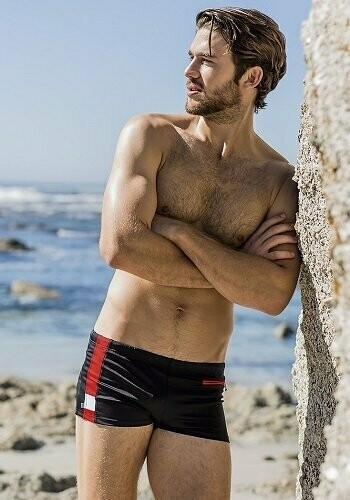 Buy Fashy Red Edge Men's Swim Shorts From the Monaco Beach Swimwear online  shop