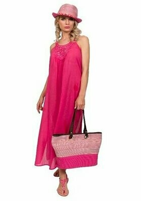 Pepita Maxi Dress - Fuchsia Pink