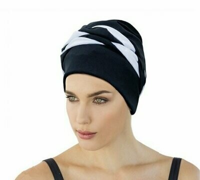 Black & White Banded Swim Turban