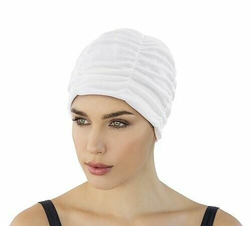 White Ruched Swim Cap