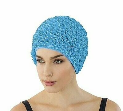 Blue Turquoise Frill Swim Cap