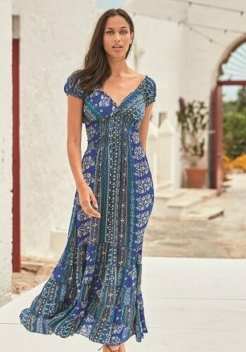 Blue Flamenco Maxi Dress