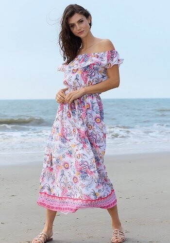 Mijas Bardot Maxi Dress