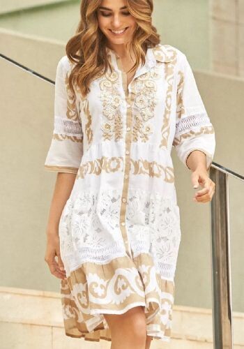 Rachel Caramel & Lace Dress