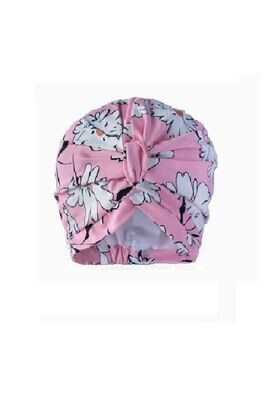 Pink Shower Turban with large White Daisies, front view