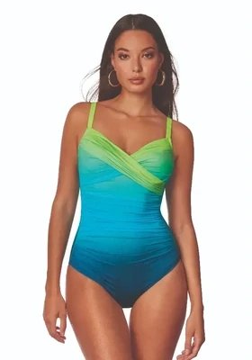 Roidal Olara Brasil Ombre Swimsuit. The fabric is a yellow/green to blue ombre design.