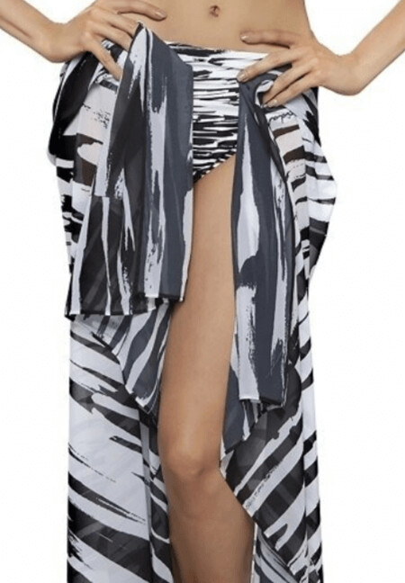 Roidal Olaya pareo in a Black & white abstract animal print