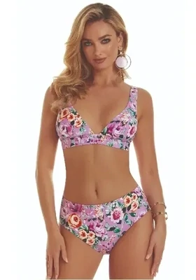 Desire Ginger Comfort Bikini by Roidal in a pink floral patterned fabric. 