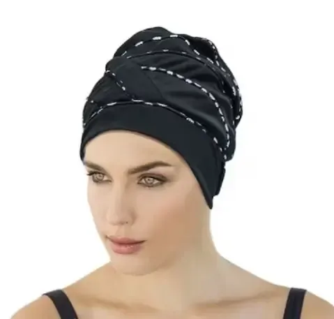 Black & White Banded Swim Turban