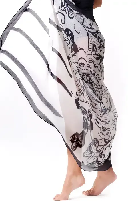 Movie Girl Sarong by David in a monochrome abstract design.