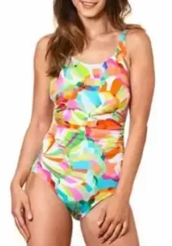 Palm Beach Festival Swimsuit in a pastel multicoloured fabric.