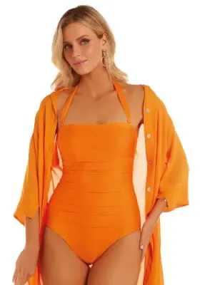 Roidal Linda Bandeau Swimsuit  in an orange fabric