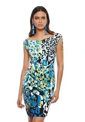 Roidal Sirgana Miranda Dress in a multi-coloured abstract animal print.