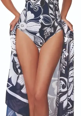 Roidal Cachemire Deva Pareo. Paisley Blue and White print fabric.