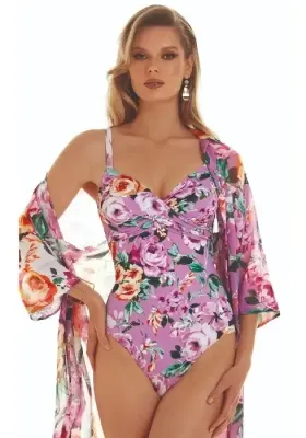 Roidal Desire Carla Swimsuit with adjustable straps in a pink floral fabric.