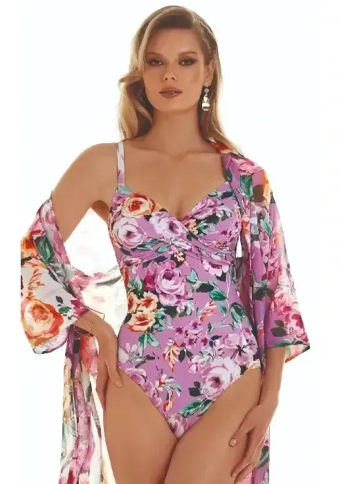 Roidal Desire Carla Swimsuit with adjustable straps in a pink floral fabric.