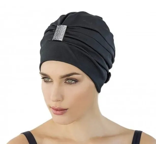 Black & Diamante Glamour Swim Turban