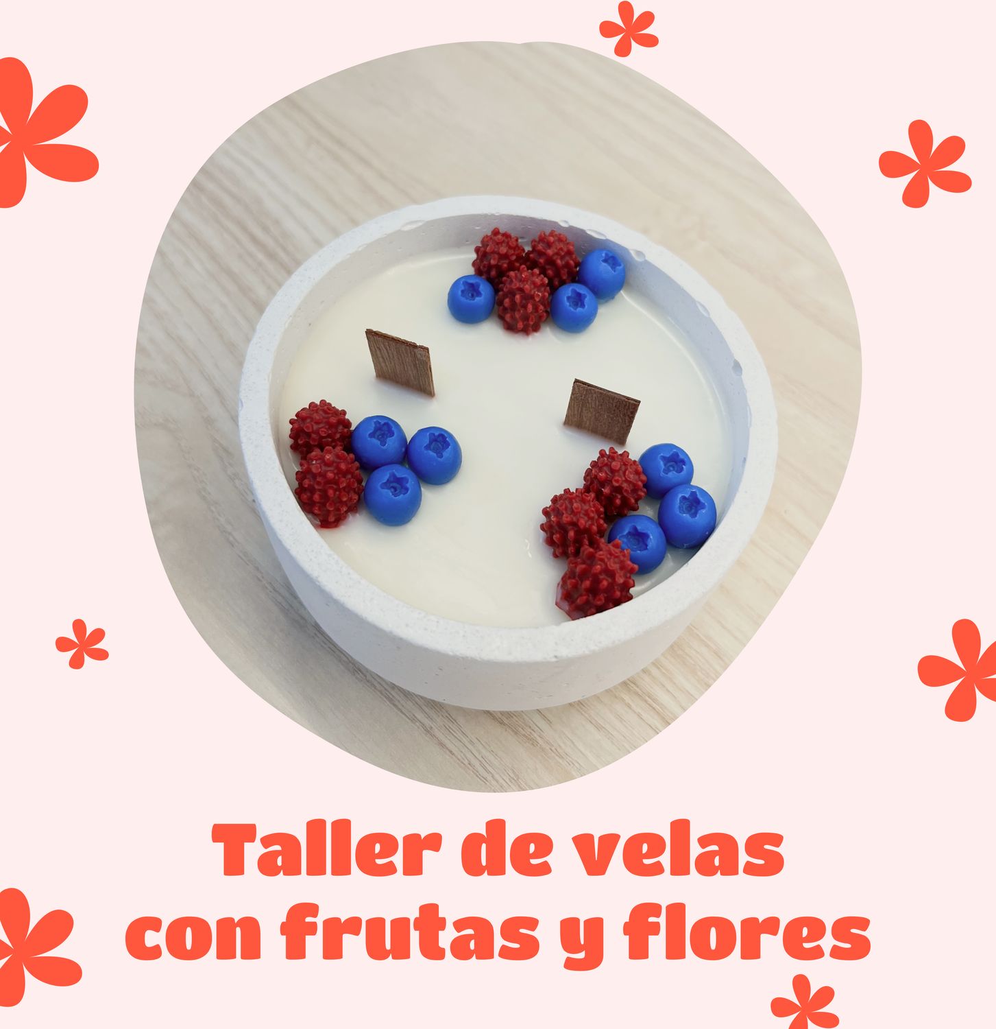 TALLER DE VELA DE FRUTAS Y FLORES EN BOWL DE HORMIGÓN