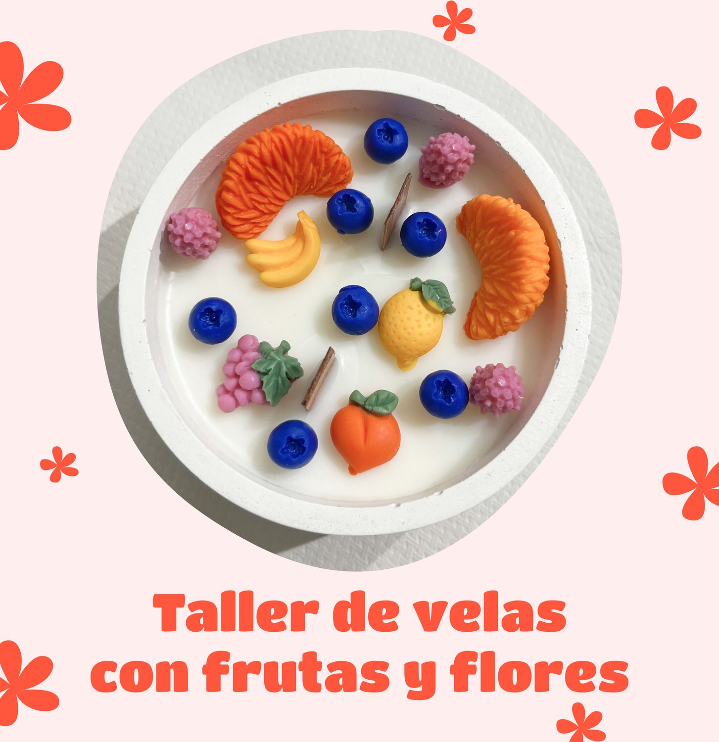 TALLER DE VELA DE FRUTA Y FLORES EN BOWL DE HORMIGÓN