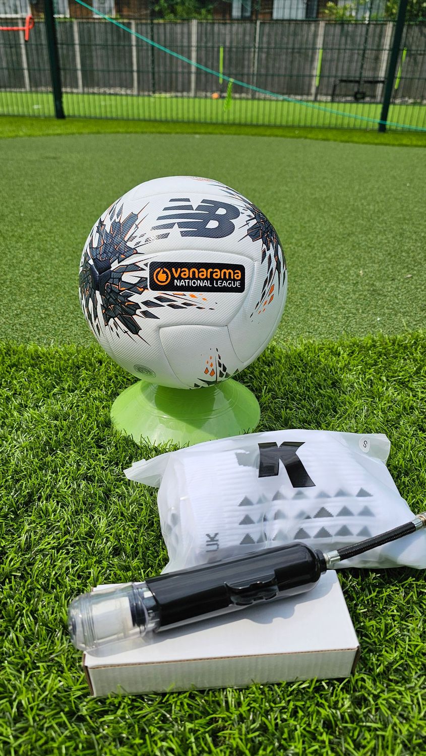 New Balance Vanarama Official Match Ball Size 5 / Grip Socks / Pump