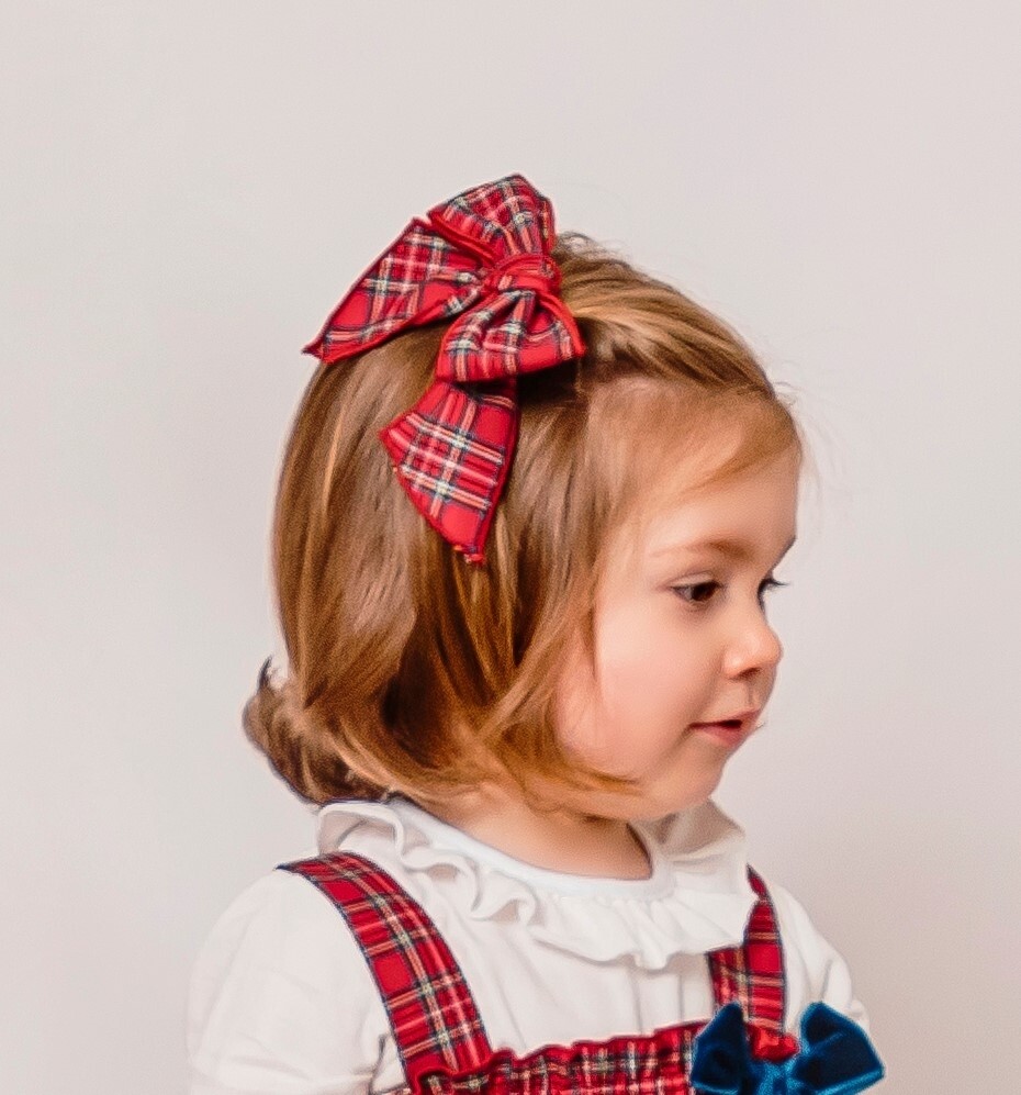laço cabelo Xadrez vermelho