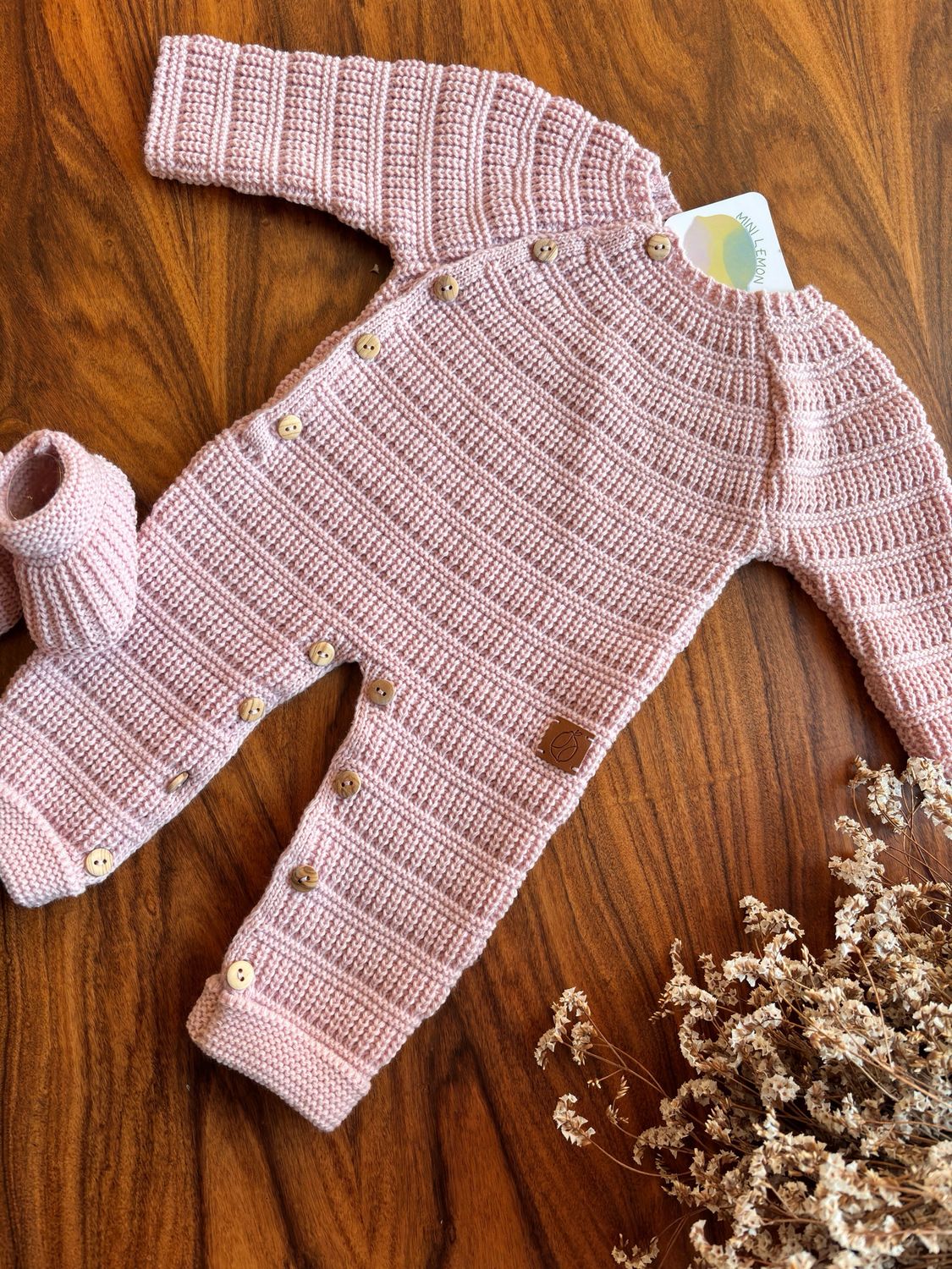 Babygrow tricotado MiniLemon rosa