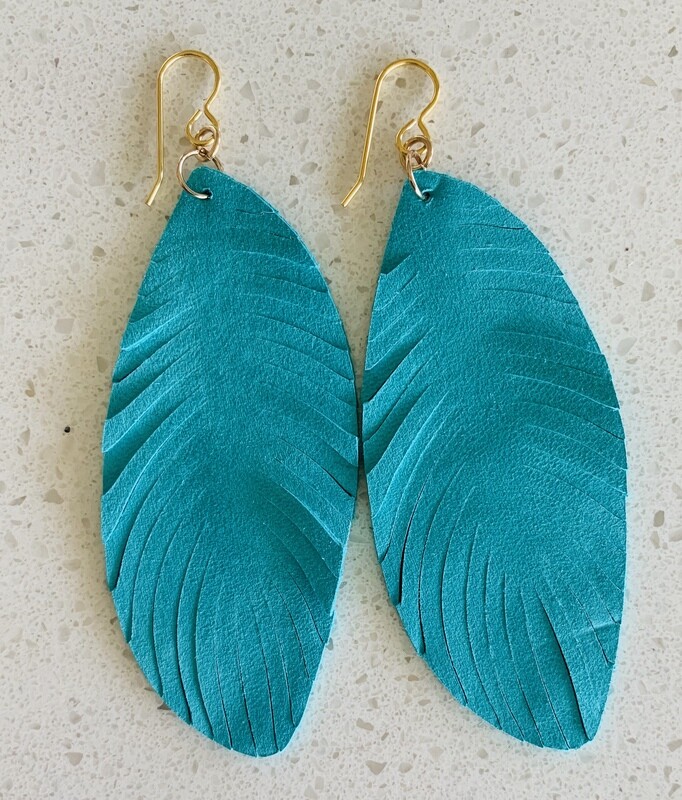 Bella Mia Ear Ring Turquoise Soft Leather Fringe